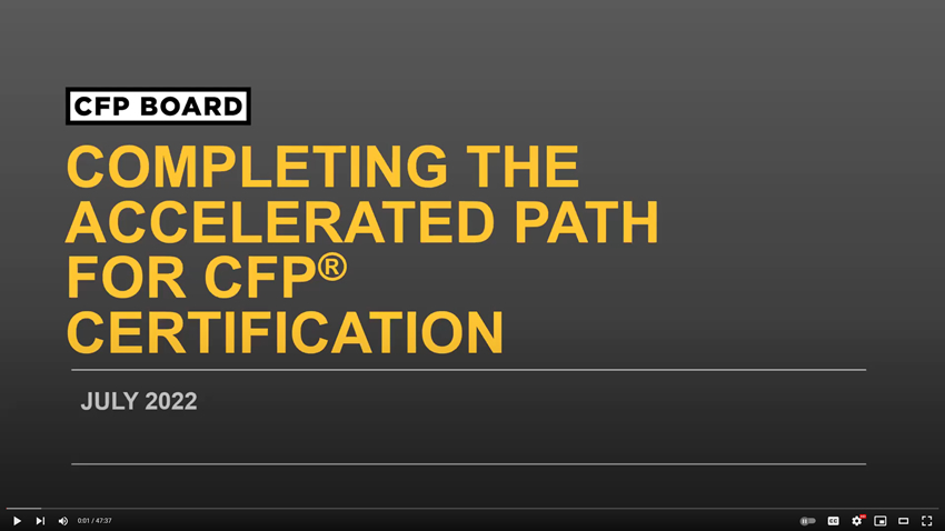Completing the Accelerated Path for CFP(R) Certification