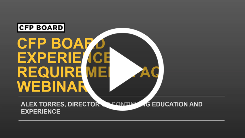 CFP Board Experience Requirement FAQ